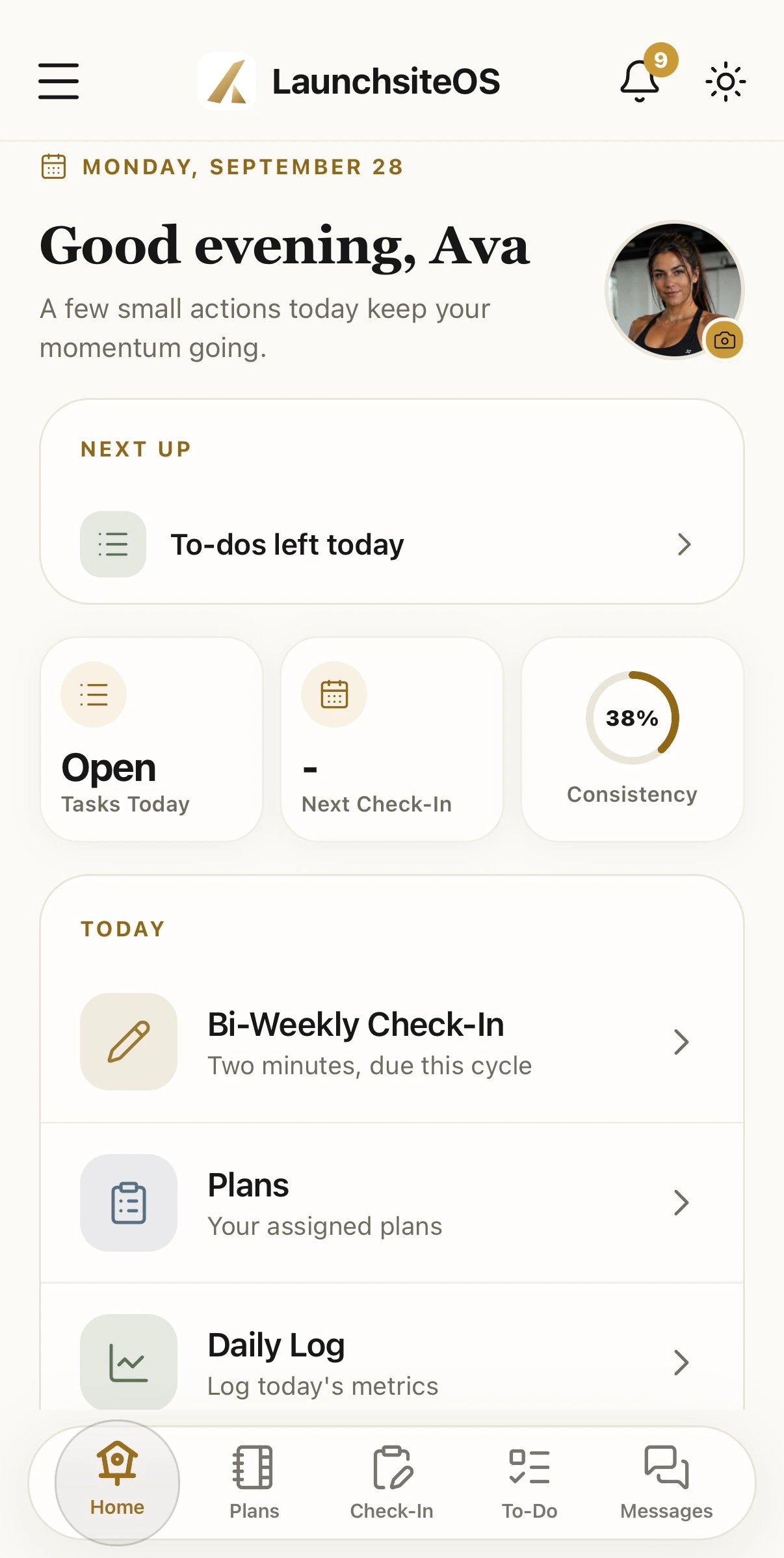 The current LaunchSite OS mobile home screen