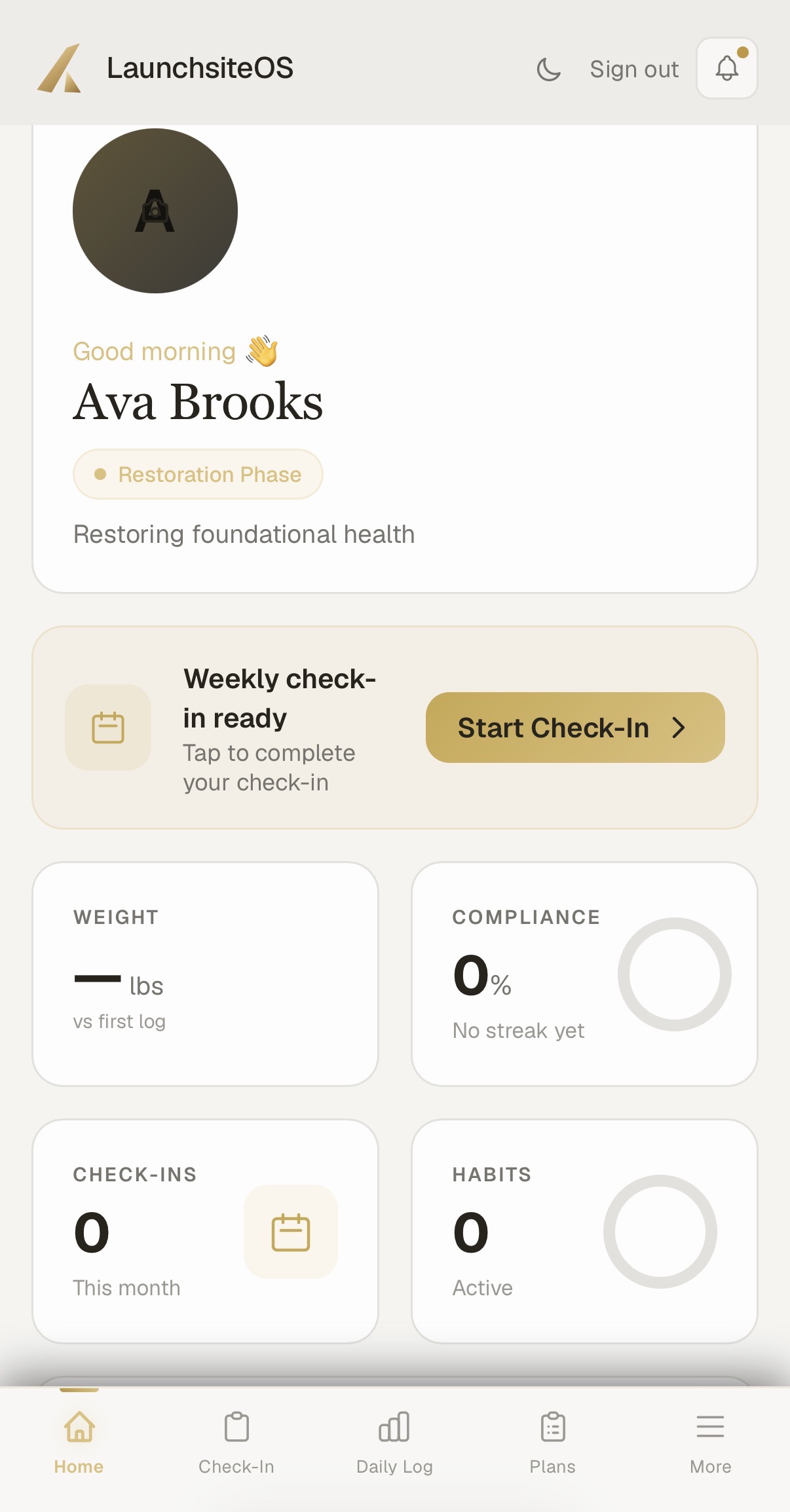 Client dashboard